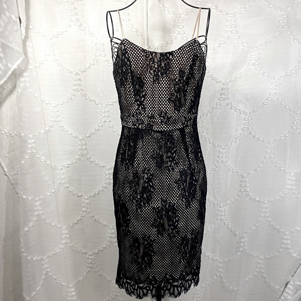 skies are blue black lace midi dress size XS